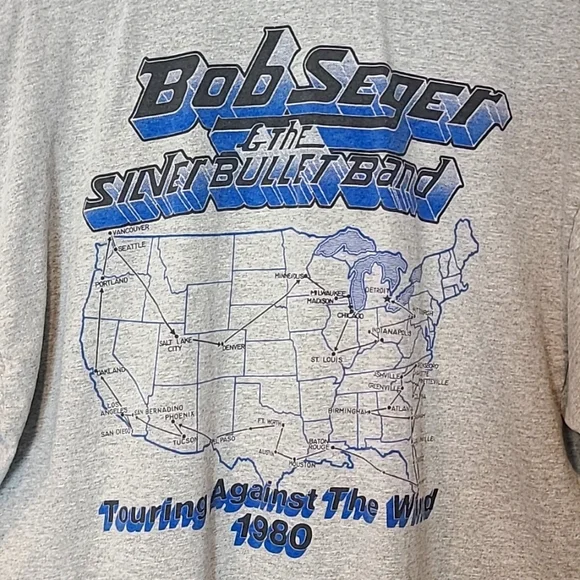 Bob Seger The Silver Bullet Band Touring Against The Wind 1980 T-Shirt Size XL - Picture 6 of 9